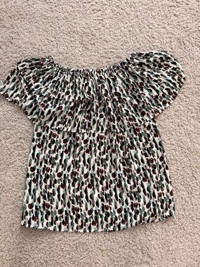 Ann Taylor Factory Off-the-Shoulder Multi-Color Pleated Top